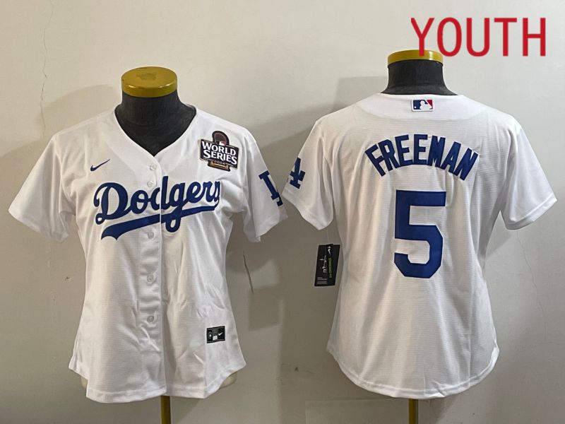 Youth Los Angeles Dodgers 5 Freeman White Game 2024 Nike MLB Jersey style 11203